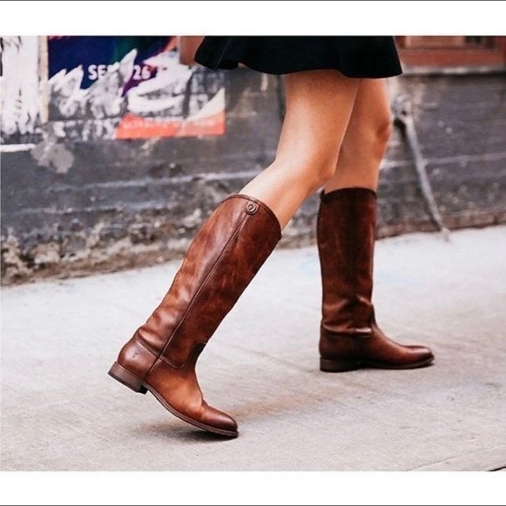 Frye Brown Leather Knee-High Riding Boots